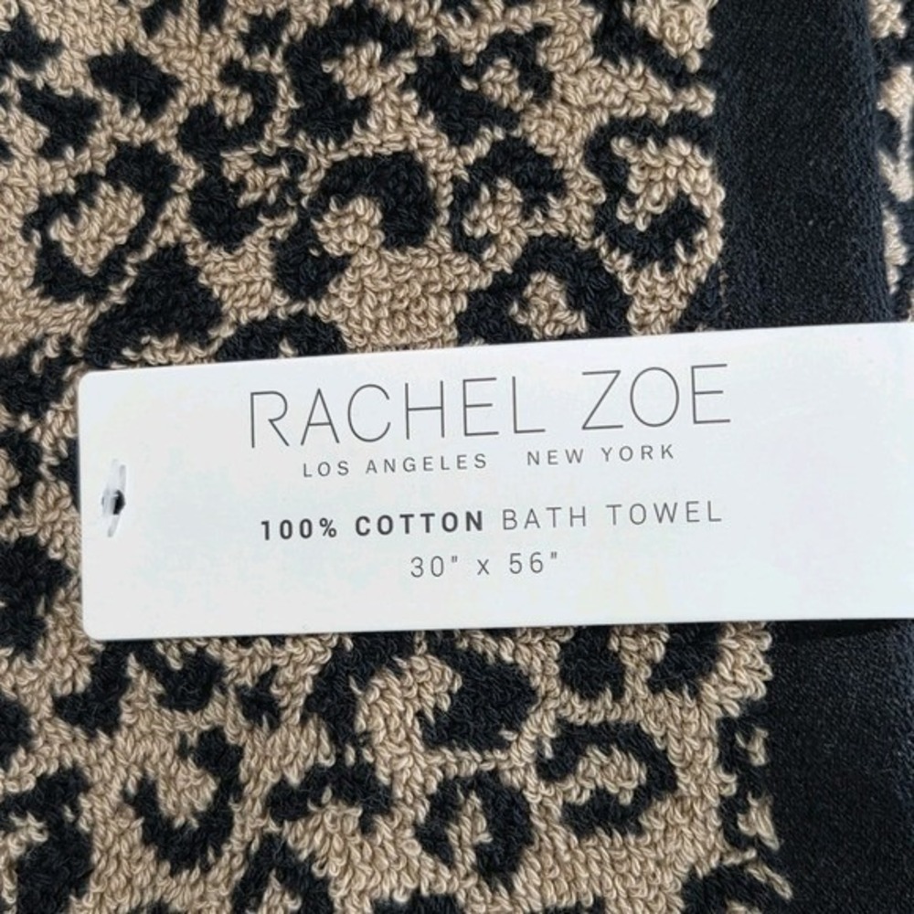 Rachel Zoe 8pc Leopard Cheetah Print Cotton Towel Set 2 Bath 2 Hand 4 Washcloths - Picture 2 of 12